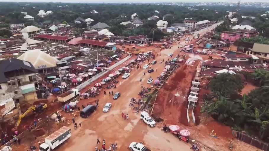 Drone footage of ongoing construction at Afor Nnobi Junction